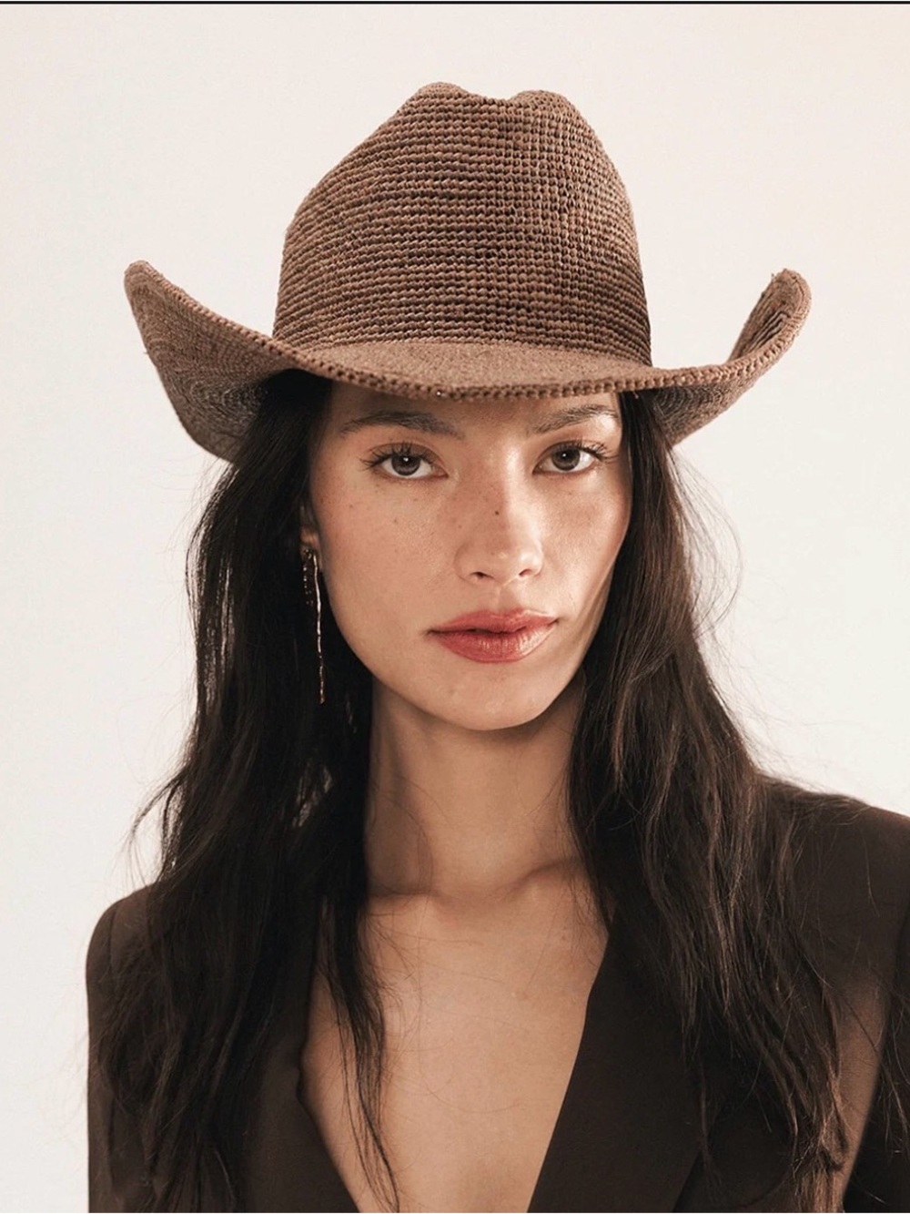 GIGI PIP Ames chocolate brown raffia Cowboy Hat